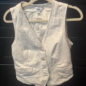 Veto denim vest in off white